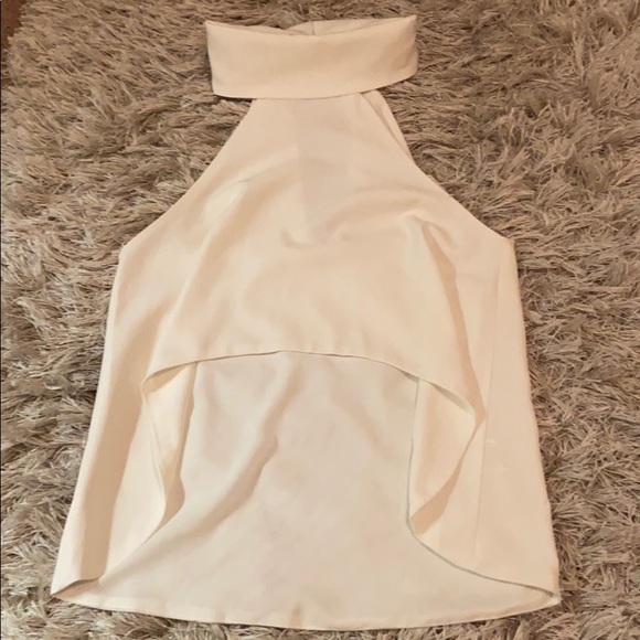 White around neck crop open stomach top - Picture 1 of 2
